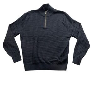 Bugatti XXL Black Sweater 1/4 Zip Cotton Blend‎ Long Sleeve